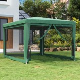 VidaXL Cort de petrecere cu 4 pereți din plasă, verde, 3x4 m, HDPE