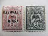 Wallis et Futuna 1920 - Lot 2 timbre supratipar, nestampilate, cu sarniera (T22), Nestampilat