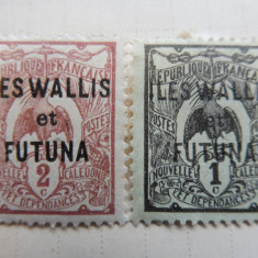 Wallis et Futuna 1920 - Lot 2 timbre supratipar, nestampilate, cu sarniera (T22)