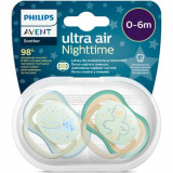 Cumpara ieftin Set 2 suzete Philips-Avent SCF376/18, ultra air NightTime 0-6 luni, Ortodontice, fara BPA, Fosforescent, Pasare/Stea, Philips Avent