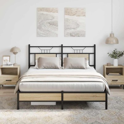 vidaXL Cadru pat fără saltea, stejar sonoma 137x190 cm lemn prelucrat 4106943 foto