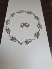 Set argint 925-colier și cercei cu perle foto