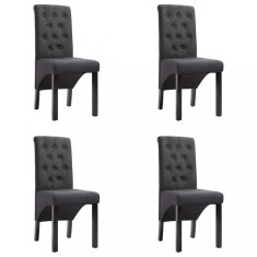 vidaXL Scaune de bucătărie pivotante, 4 buc., gri &icirc;nchis, textil