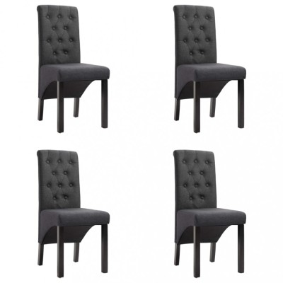 vidaXL Scaune de bucătărie pivotante, 4 buc., gri &amp;icirc;nchis, textil foto