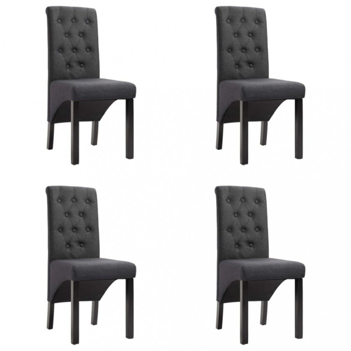 vidaXL Scaune de bucătărie pivotante, 4 buc., gri &icirc;nchis, textil