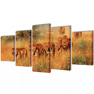 Set De Tablouri De P&amp;acirc;nză Imprimate Lei 100 x 50 cm 241586 foto