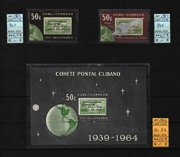 Cuba, 1964 | Primul timbru astrofilatelic - Voskhod 1 - Cosmos | MNH | aph