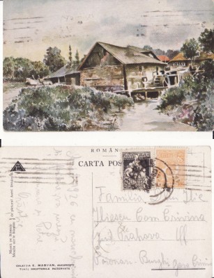 Peisaj - vedere pictura Aurel Dragos,colectia Marvan- Moara pe Ramnic foto