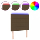 Cumpara ieftin Tablie de pat cu LED, maro inchis, 100x5x118/128 cm, textil