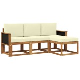 vidaXL Set de canapele de exterior cu pernă 4 pcs Natural și Crem 3385101