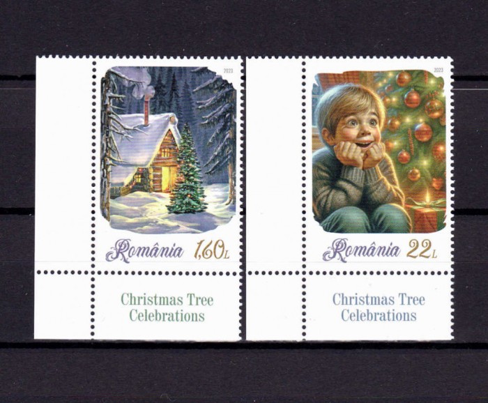 ✅RO 2023 LP 2446 &quot;Serbarile bradului&quot;, serie colt cu tabs ( dif. margini ! ),MNH