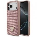 Husa pentru Apple iPhone 17 Pro Max, Guess, Rhinestone Triangle Logo, Roz