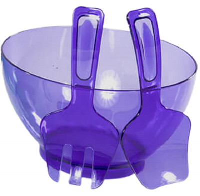 Bol Salata Cu Accesorii, Sterk, Plastic, Violet, 25 x 16 cm foto