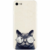 Husa silicon pentru Apple Iphone 7, Cool Cat Glasses