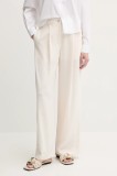 Armani Exchange pantaloni culoarea bej, lat, high waist, XW000437 AF12749