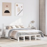VidaXL Cadru de pat fără saltea, alb, 135x190 cm, lemn masiv de pin
