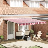 Marchiză Retractabilă Automată cu LED Roșie și Albă 400x300 cm
