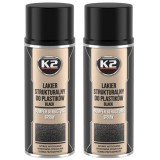 Vopsea Texturata Bara Protectie Plastic K2 400ml - Negru, Spray Auto, Set 2 Bucati