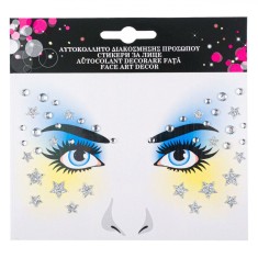 Autocolant Față, Model Stele cu Strass, Multicolor