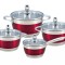Set 8 piese, cratite inox termorezistente, 1.8l 2.5l 3.5l 5.9l, Bohmann, Rosu