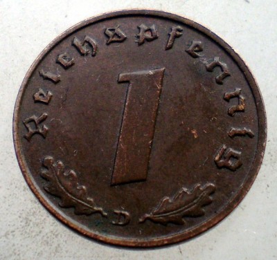 2.560 GERMANIA WWII 1 REICHSPFENNIG 1939 D foto