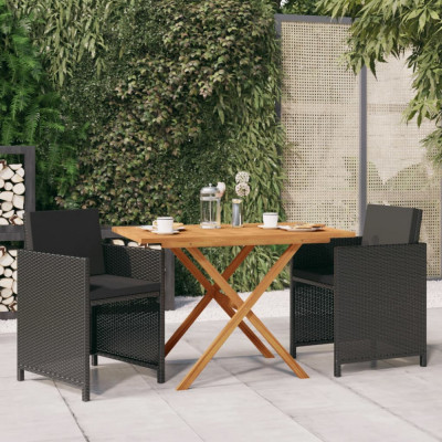 vidaXL Set mobilier de grădină cu perne, 3 piese, negru foto