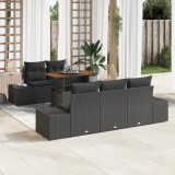 vidaXL Set de Sofa de Grădină cu 6 piese și Perne Negru Poliratan