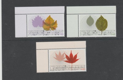 LIECHTENSTEIN - 2013 - Matematica si natura Serie 3 timbre MNH** foto