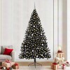 Brad de Crăciun cu lumini decorative cu coarde Negru 240 cm PVC