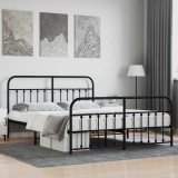 VidaXL Cadru pat fără saltea, tăblie de picioare negru 180x200cm metal