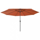 Gossi umbrela soare de gradina cu led-uri, caramiziu, 400 cm