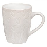 Cana Ceramică, Model Inimi, Culoare Albă, Capacitate 0,35L, Oem