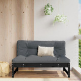 Canapea de mijloc, 120x80 cm, negru, lemn masiv de pin, vidaXL