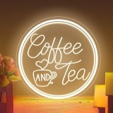 Cumpara ieftin Sigla Neon LED USB Coffee and Tea, KADAFAGO, Acril, Lumina Calda, Decor Cafenea Bar Bucatarie
