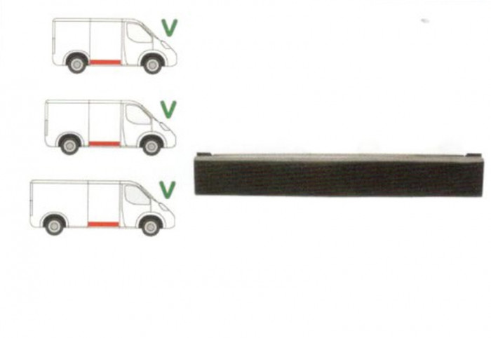 Prag Mercedes 207-410 1977-1995 Dreapta , lungime 1323mm/inaltime 200mm, sub usa culsanta, prag din metal