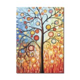 Tablou pictat manual living, dormitor, Copacul vietii, bucurie, 70x50cm ulei pe panza in relief, Superb