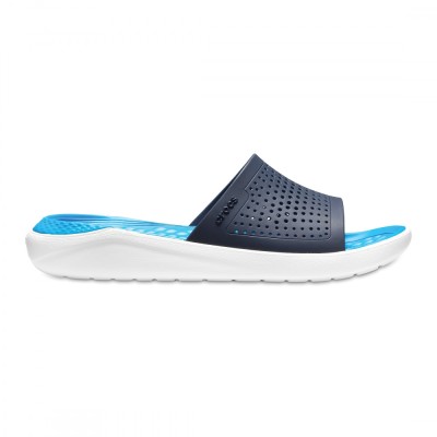 Papuci Crocs LiteRide Slide Albastru - Navy/White foto