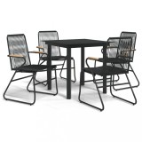 Cumpara ieftin Set mobilier de gradina, 5 piese, negru, ratan PVC