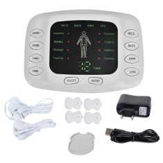 Aparat de Masaj, cu Electrostimulare/Fizioterapie, Stimulator, 8 Programe De Masaj, 4 Electrozi, 15 Niveluri de Intensitate, pentru Ameliorarea Dureri