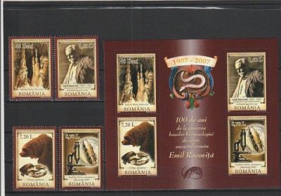 ROMANIA 2007 LP 1753 LP 1753 a EMIL RACOVITA SERIE + BLOC MNH NESTAMPILATE foto