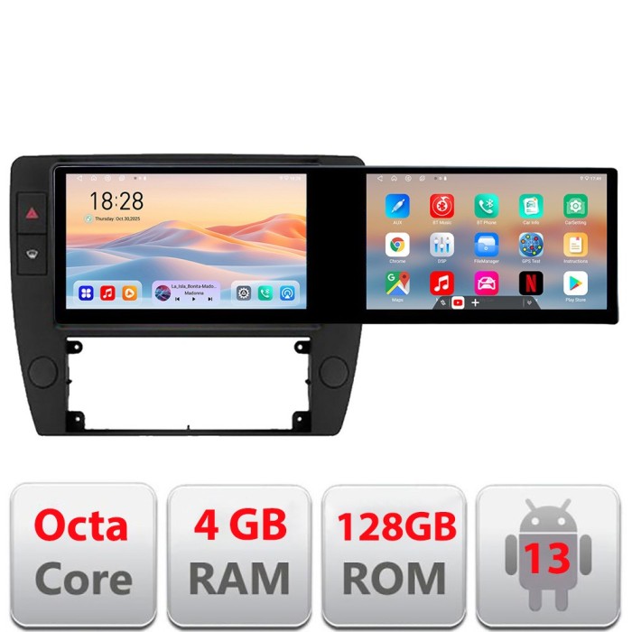 Navigatie Passat B5 1997-2004 Edotec 2 ecrane 8 core 4+128 21.6 inch Incell android Wifi 5Ghz gps internet CarStore Technology