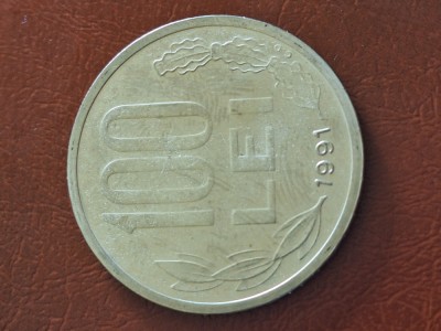 Romania 100 lei 1991 (9 rotunjit) UNC foto