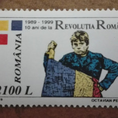 TIMBRE ROMANIA MNH LP1500/1999 10 ani de la Revolutia Romana -Serie simpla