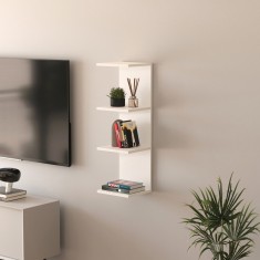 Raft de perete Surahammar alb cu 4 polite, 95x30x28 cm, [en.casa]