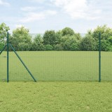 VidaXL Gard din plasă sudată cu 7 st&acirc;lpi Verde 1.4x10 m Oțel