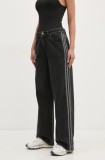 Adidas Originals blugi din bumbac DENIM 3S PANT femei medium waist, JD3109