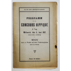PROGRAMM FUR DEN CONCOURS HIPPIQUE , II . TAG , WIEN , MITTWOCH , 5 JUNI , 1912