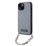 Husa originala iPhone 14 Karl Lagerfeld Saffiano Monogram Chain, argintiu, KLHCP14SSACKLHPG