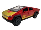 Macheta Tesla Cybertruck rosie 1:32 metal lumini si sunete usi deschise