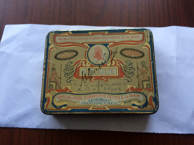 cutie din tabla tigarete tigari SETI Lessing&amp;amp;Co Francfort s/Main veche vintage foto